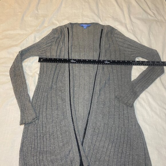 Simply Vera Vera Wang Duster Cardigan Sweater Womens L Gray Sequins Ribbed EUC - Picture 10 of 12